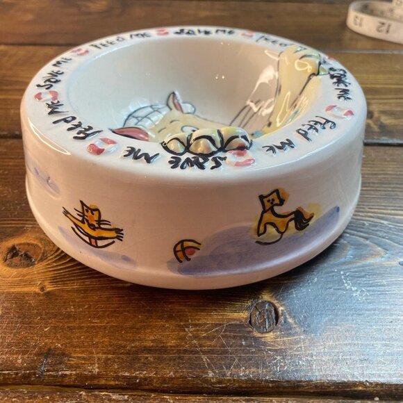 Cat Food Bowl Feed Me Save Me 3D Ceramic Genie Intl Out Of Nowhere 1995 - Picture 5 of 9